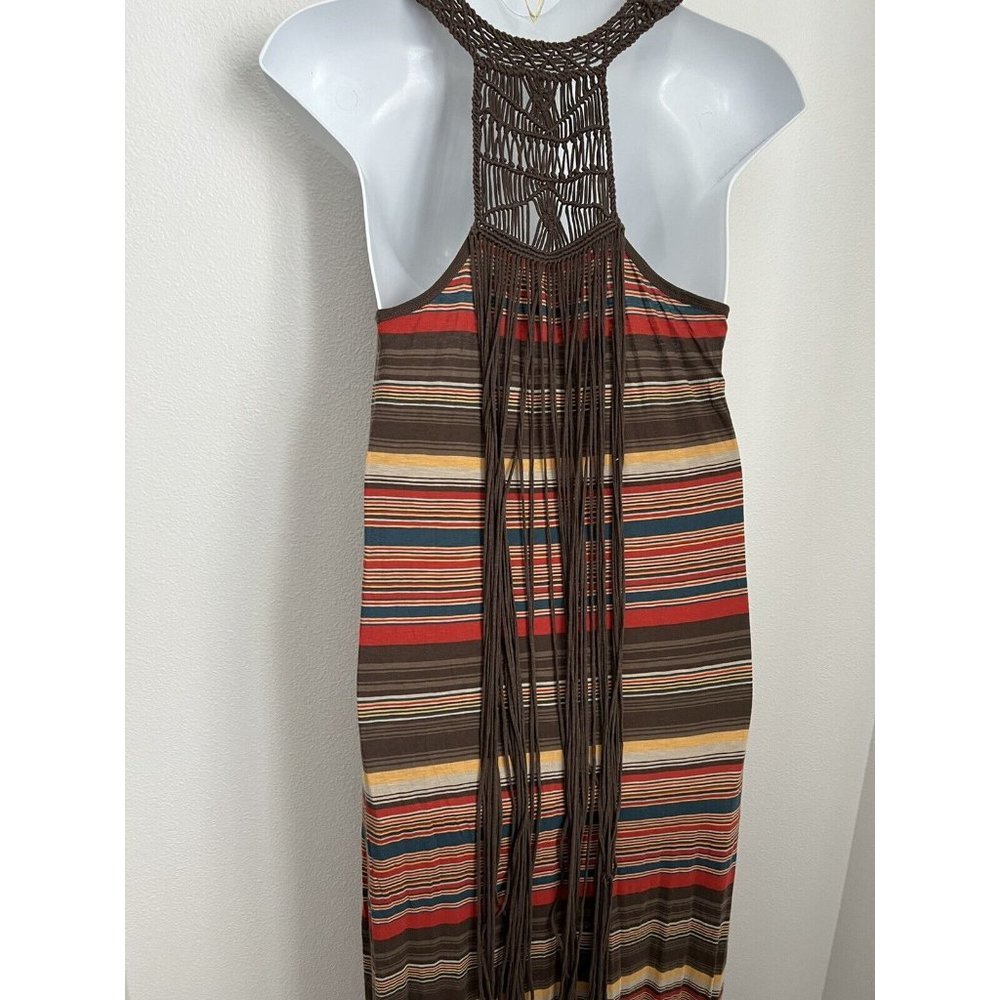RALPH LAUREN Denim & Supply Women's Striped Fringe Maxi Dress Crochet XL - Picture 4 of 9